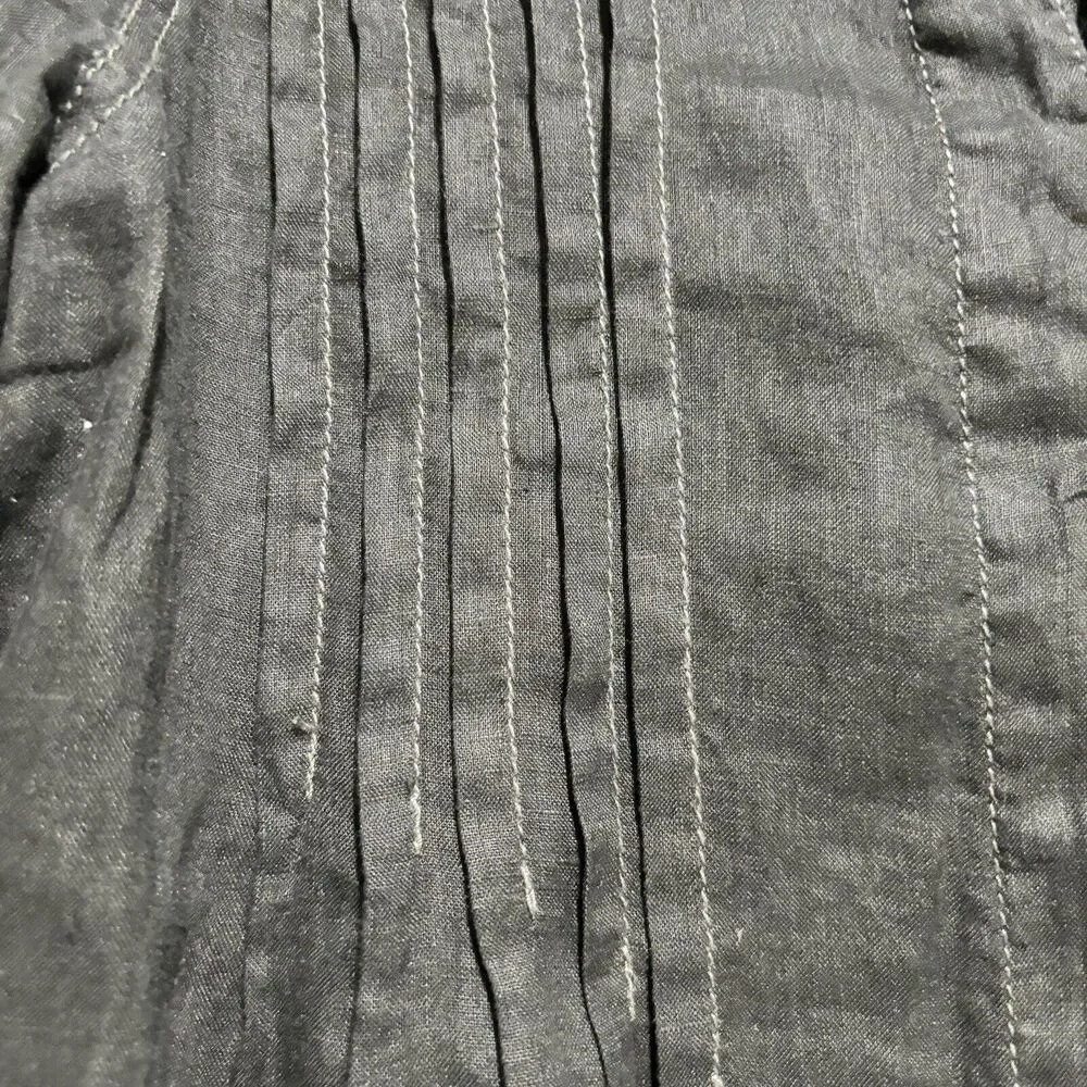 Free People Breezy Morning Relaxed Shirt S‎ Black Button Down Casual Boho Chic